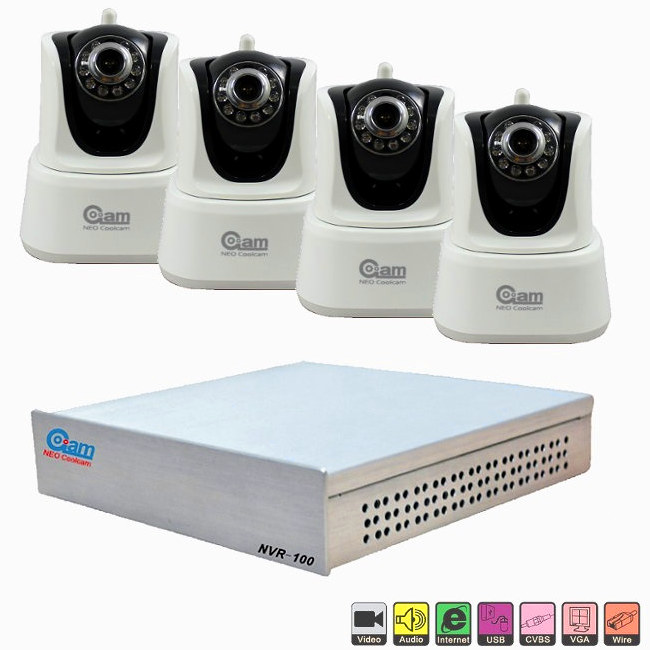 Grabador NeoCoolcam NVR 100 con 4 Camaras IP NIP 21