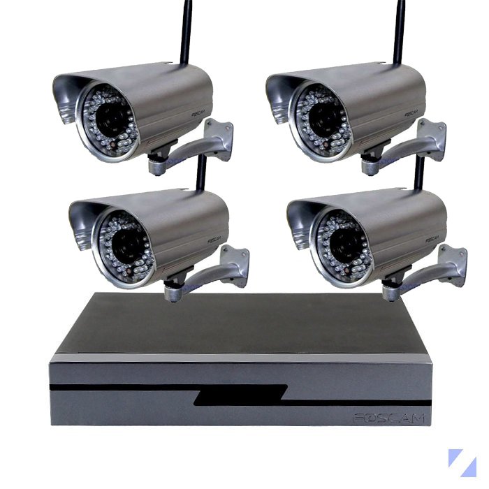 NVR FOSCAM GRABADOR CAMARA CAMARAS IP HD ONVIF FN3104H CON 4 CAMARAS EXTERIOR HD 