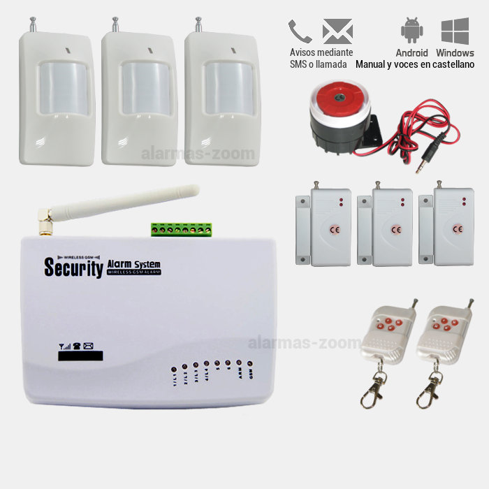 Alarma Hogar AZ010 GSM Sistema de seguridad para casa 3 Detectores movimiento