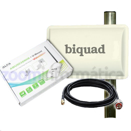 USB WIFI PANEL 14DBI BIQUAD 2000MW ANTENA EXTERIOR WIRELESS REALTEK PACK 8188RU