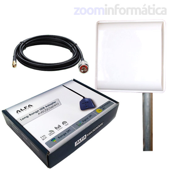 ALFA AWUS036NHV Incluye antena WiFi panel 20DBI exterior