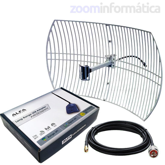 AWUS036NHV ALFA USB ANTENA PARABOLICA 24DBI 24DB LARGA DISTANCIA GRAN RTL8188EUS