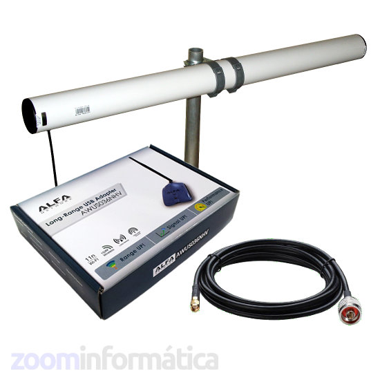 ALFA AWUS036NHV USB con antena WiFi Yagi 21dBi SMA largo alcance