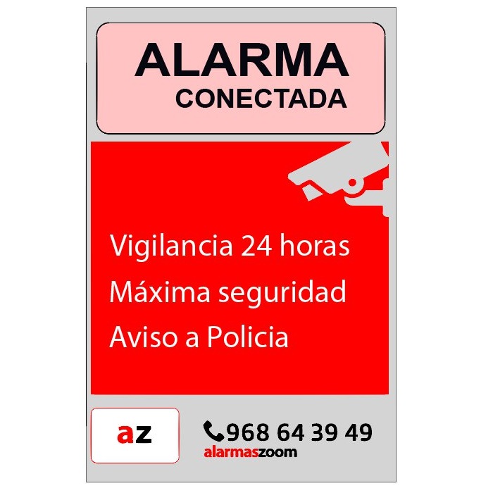 Pegatina Alarma Conectada Vigilancia 24 horas Maxima seguridad Rojo