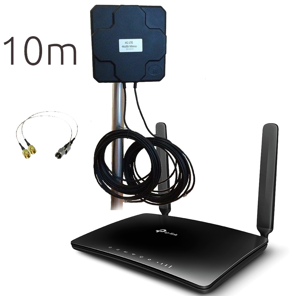 Router 4G LTE Inalambrico N a 300Mbps TL-MR6400 con antena exterior direccional panel 46dbi