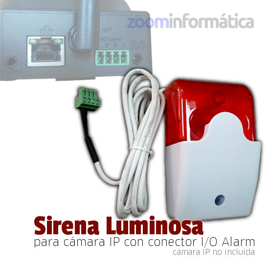 ALARMA SIRENA CON SALIDA DE RELE 5VDC 5V COLOR ROJO LUMINOSA CAMARA IP CON CABLE