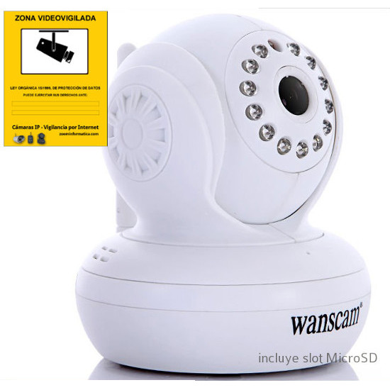 IP CAMARA WIFI VIDEO VIGILANCIA WANSCAM SLOT MEMORIA MICRO GRABACION HD 720P BLA