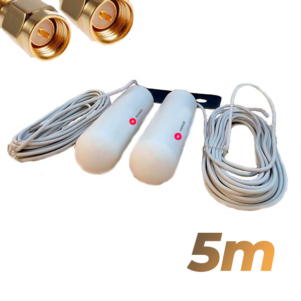 Antena 4G Wonect Yagi 46dBi Blanca Exterior 5m SMA Reacondicionada