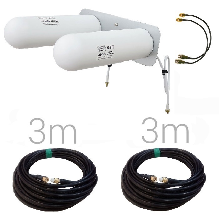 Antena 4G Yagi Exterior Blanca 3 Metros SMA Macho