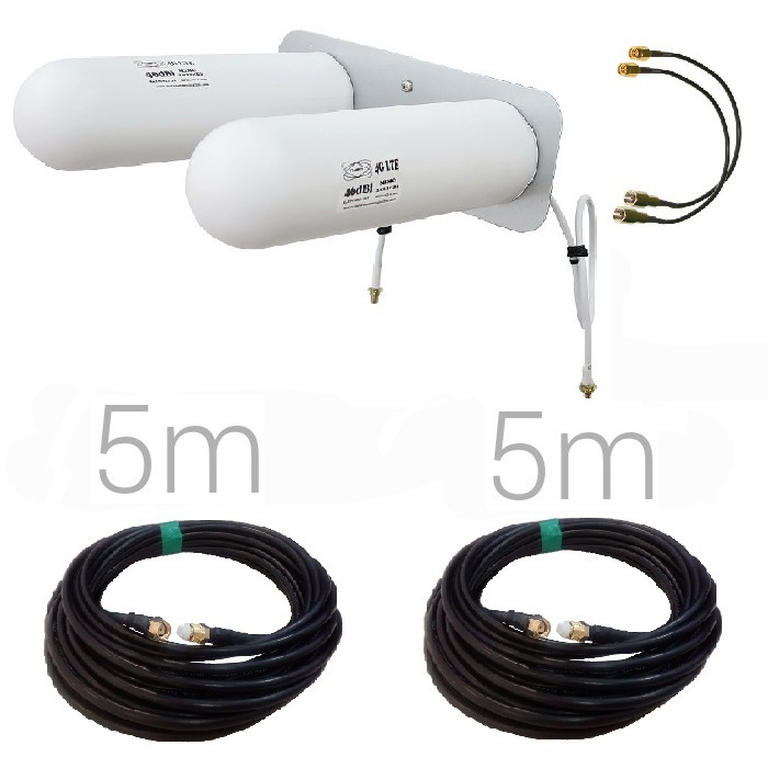 Antena 4G Yagi Exterior Blanca 5 Metros SMA Macho